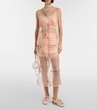 Simone Rocha Cutout suede-trimmed satin sneakers
