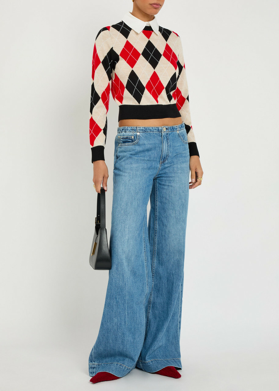 Alice + Olivia Coralann Layered Argyle Wool-blend top Multicoloured 1