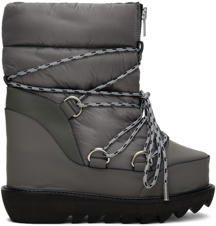 sacai Gray Lace-Up Ankle Boots Sacai