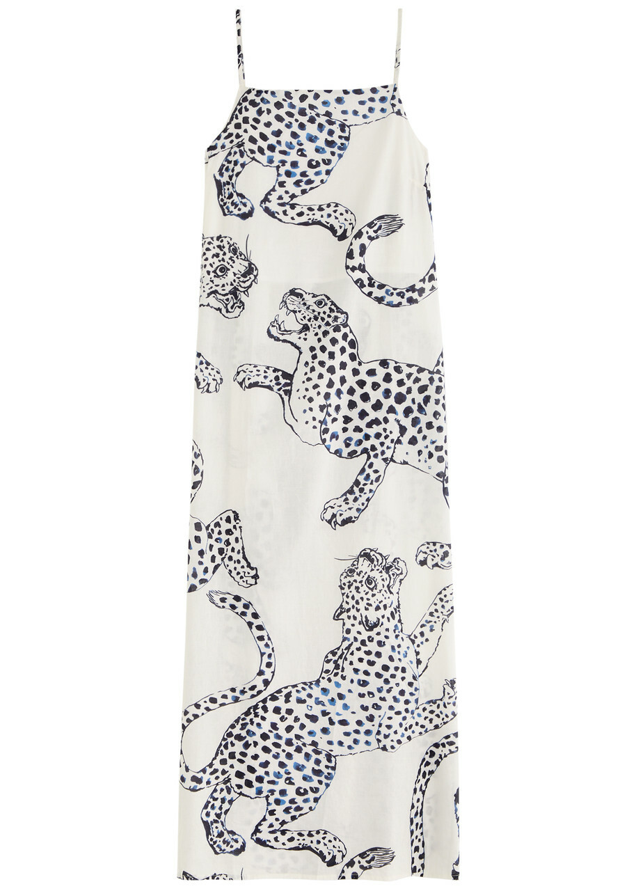 Desmond & Dempsey Jag Printed Cotton Nightdress Cream