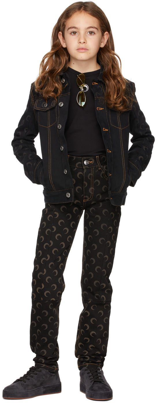 Marine Serre Moonデニム　ブラック Marine Serre SSENSE Exclusive Kids Black Faded Moon Jeans