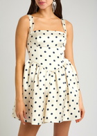 Self-portrait Polka dot Satin Mini Dress Cream