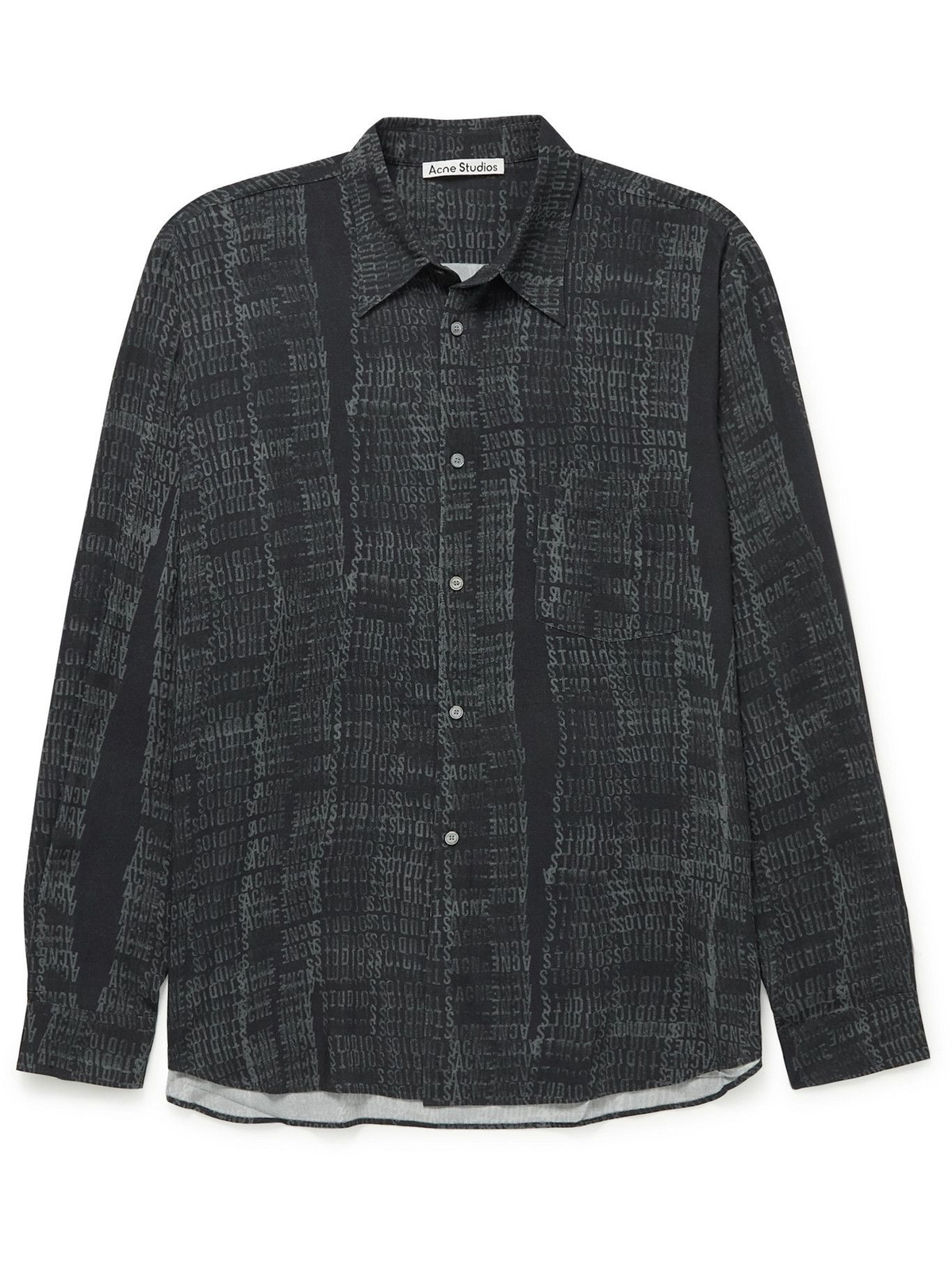 Acne Studios - Logo-Print Woven Shirt - Black