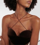 Alex Perry Halterneck velvet bralette