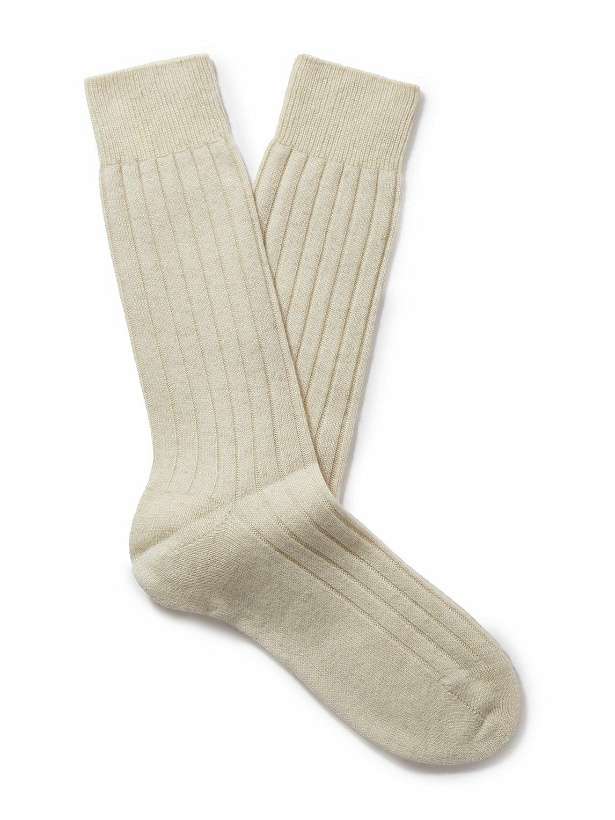 Photo: Berluti - Ribbed Cashmere Socks - Neutrals