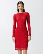 Pinko Fitted Lace Dress With Open Back Salsa Red