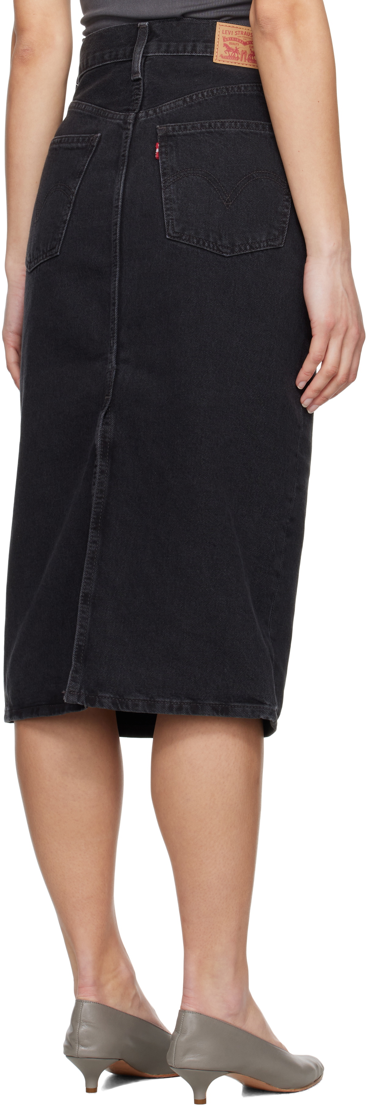 Levi's Black High Rise Slit Midi Skirt