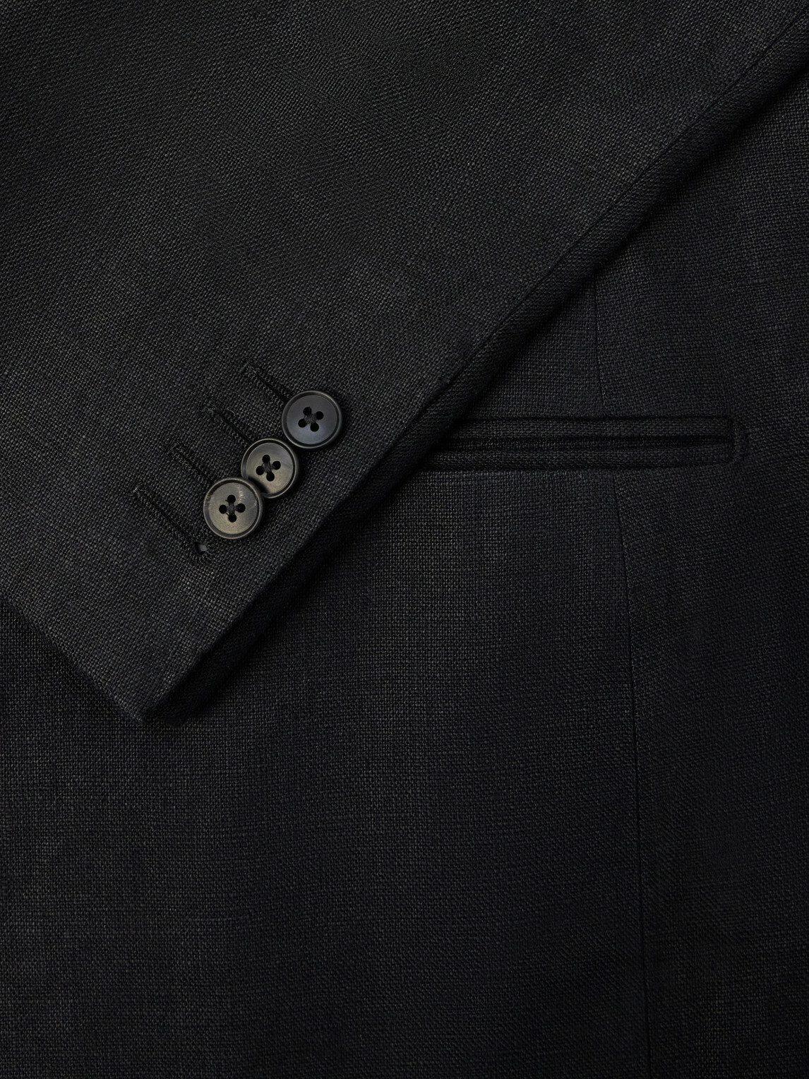 Saman Amel - Linen Double-Breasted Blazer - Black