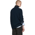 Raf Simons Navy and White Single Turtleneck