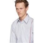 Thom Browne White and Grey Stripe University Shirt