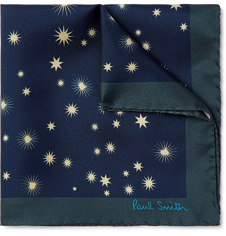 Photo: PAUL SMITH - Printed Silk-Twill Pocket Square - Blue