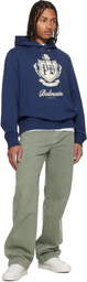 Balmain Blue College Emblem Hoodie