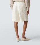 Stòffa Belted linen Bermuda shorts
