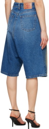 Y/Project Blue Souffle Denim Shorts