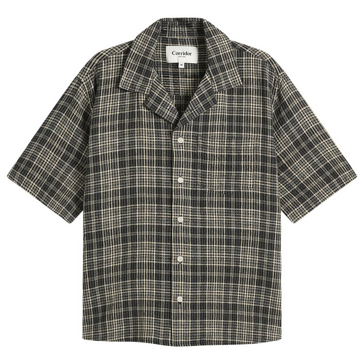 Photo: Corridor Men's Plaid Seersucker Short Sleeve Shirt in Black