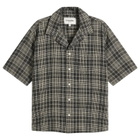 Corridor Men's Plaid Seersucker Short Sleeve Shirt in Black