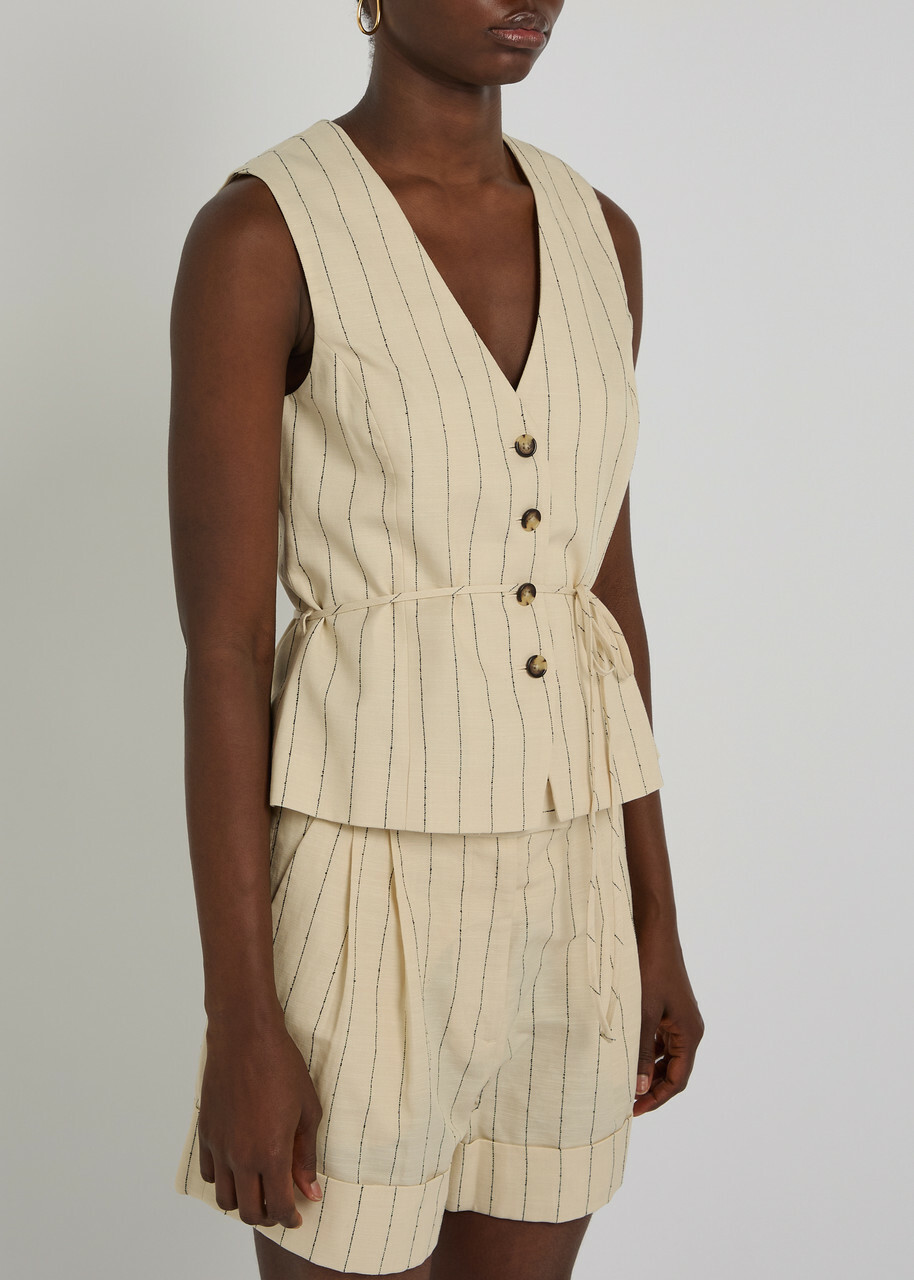 Rag & Bone Paulette Pinstriped Woven Vest White
