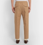 Gucci - Beige Cropped Tapered Logo-Jacquard Cotton-Blend Suit Trousers - Camel