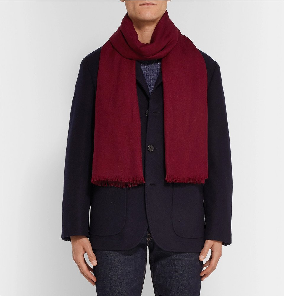 Loro Piana - Fringed Cashmere and Silk-Blend Scarf - Burgundy Loro