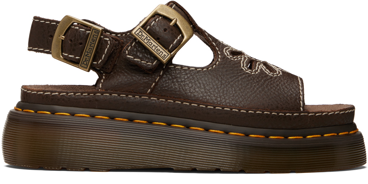 Dr. Martens Brown Dunnet Flower Full Grain Leather Sandals