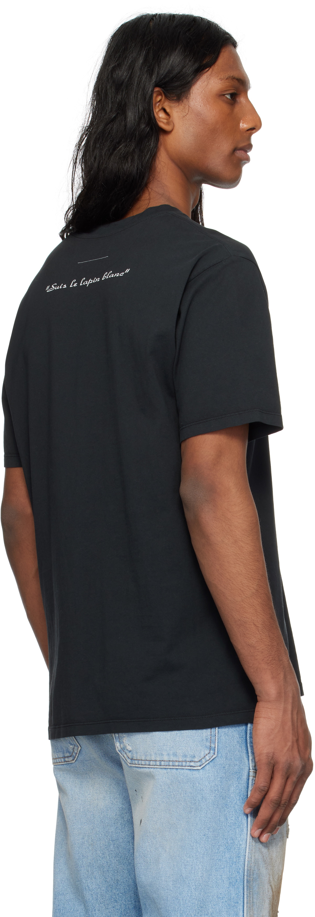 MM6 Maison Margiela Black 'Suis le lapin blanc' T-shirt MM6