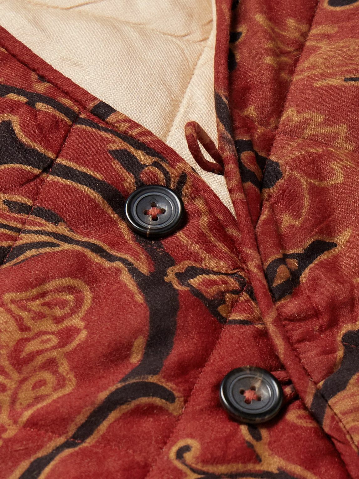 Kartik Research - Printed Quilted Silk Vest - Red Kartik Research
