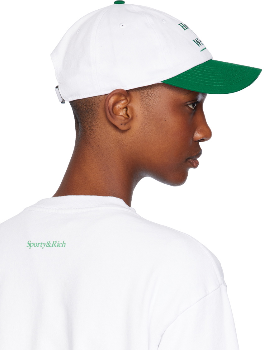 Sporty & Rich White & Green 'Health Is Wealth' Cap Sporty & Rich