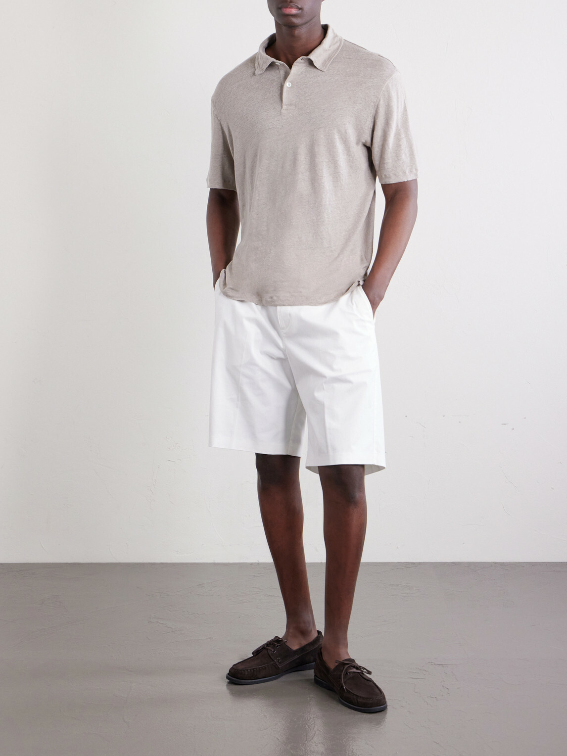 Hartford - Knitted Linen Polo Shirt - Gray
