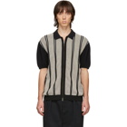 Beams Plus Black and Beige Zip Knit Polo