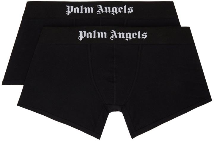 Photo: Palm Angels Two-Pack Black & White 'Palm Angels' Boxer Briefs