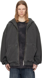Juun.J Gray Double Layered Dyed Hoodie