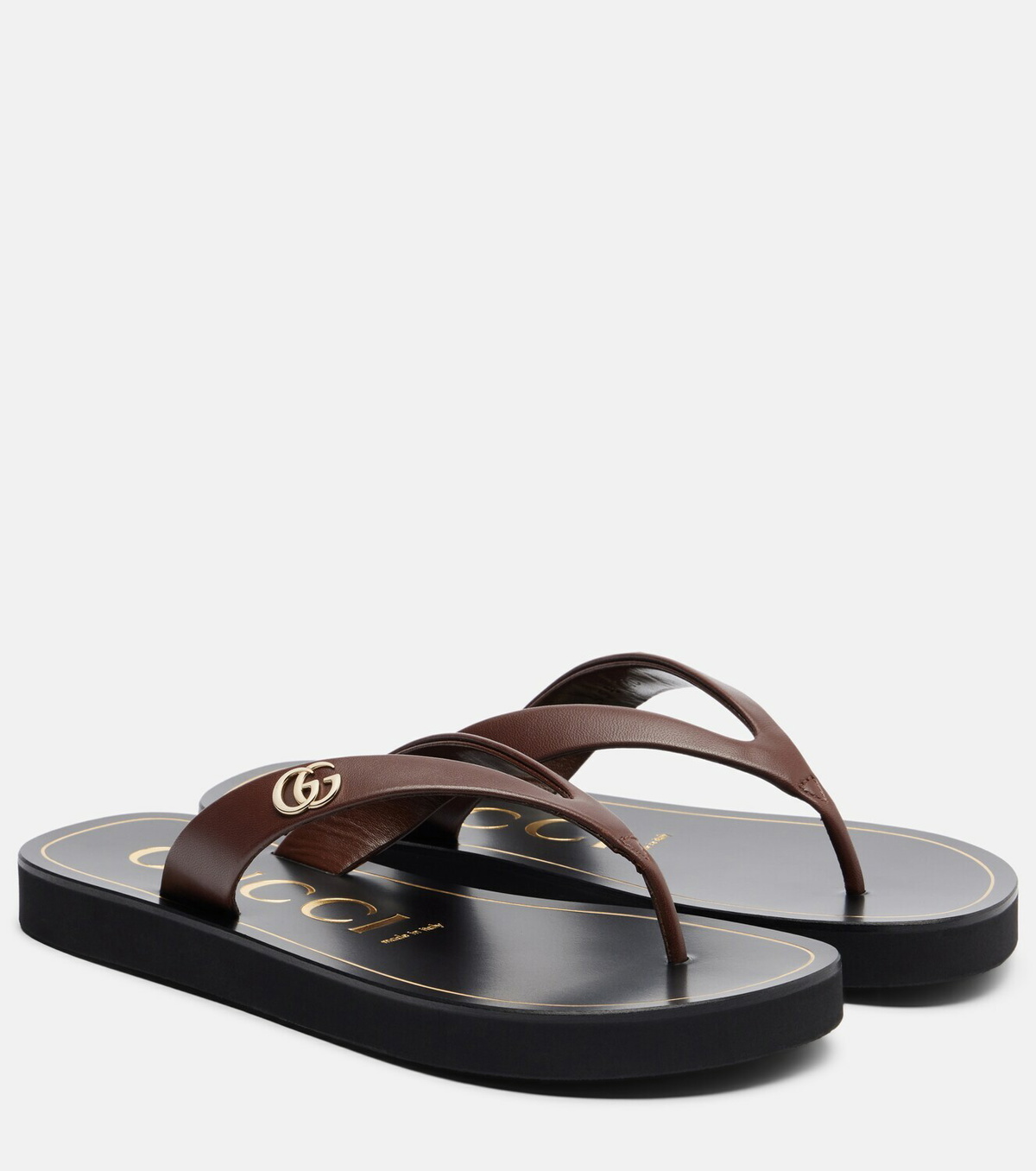 Gucci Mila Double G leather thong sandals
