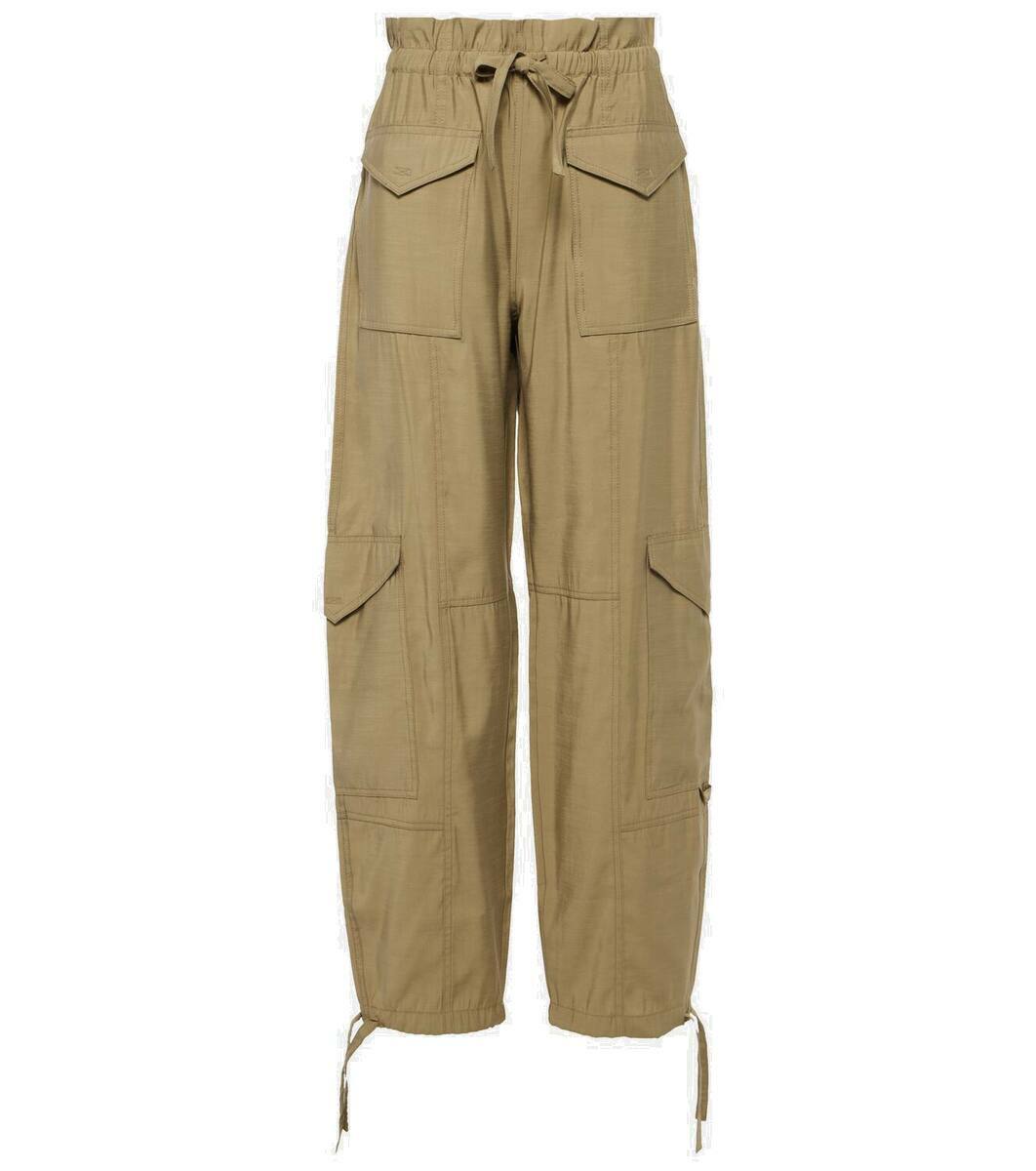 Ganni Light Slub high-rise cargo pants GANNI