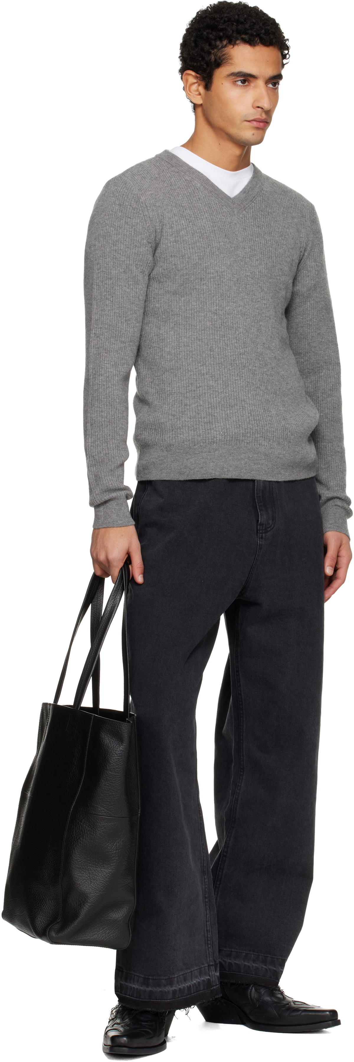 TONYWACK Black Embossed Leather Tote