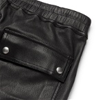 Rick Owens - Slim-Fit Tapered Zipped Leather Drawstring Sweatpants - Black