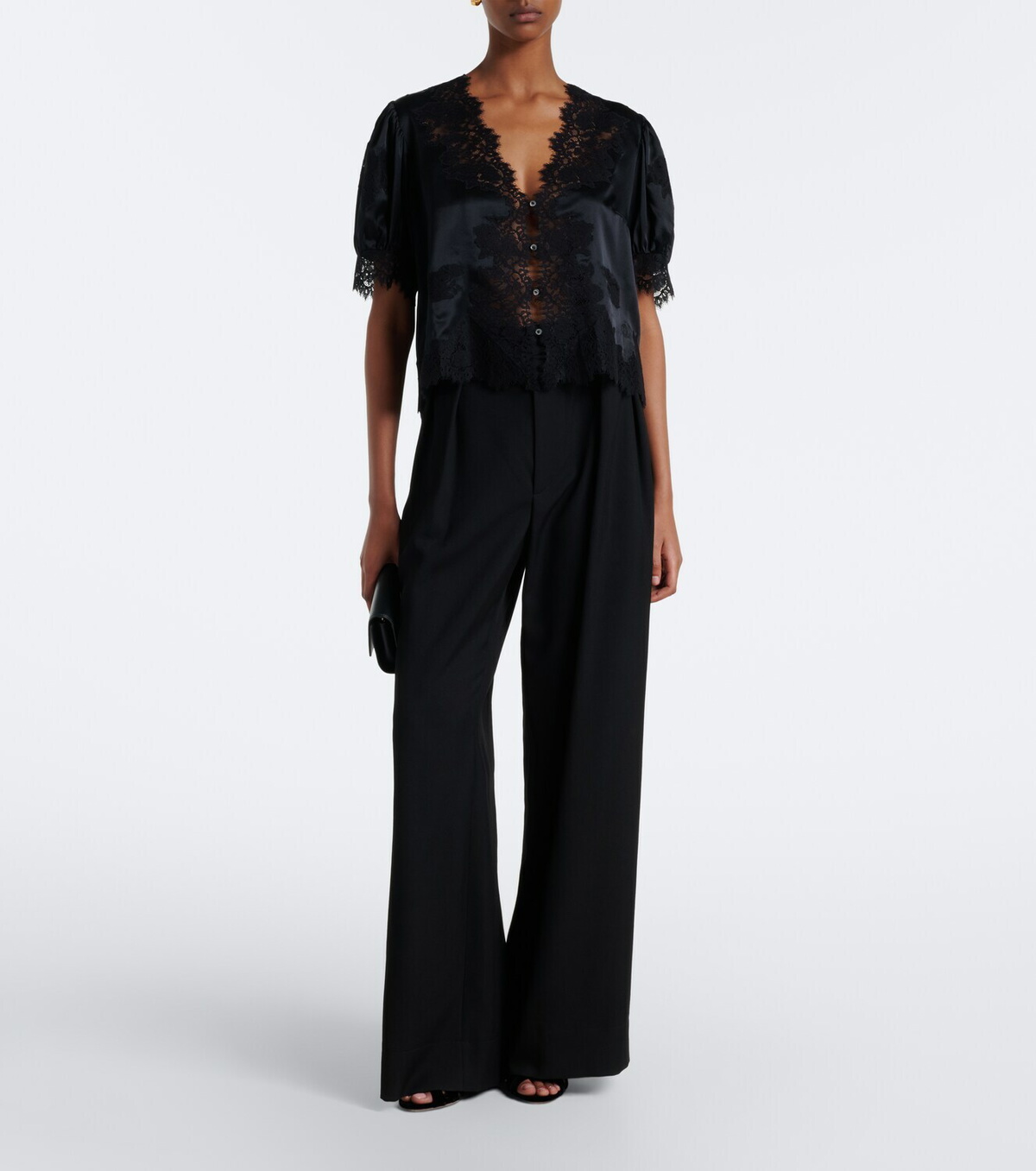 Dôen Idella lace-trimmed silk satin top