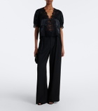Dôen Idella lace-trimmed silk satin top