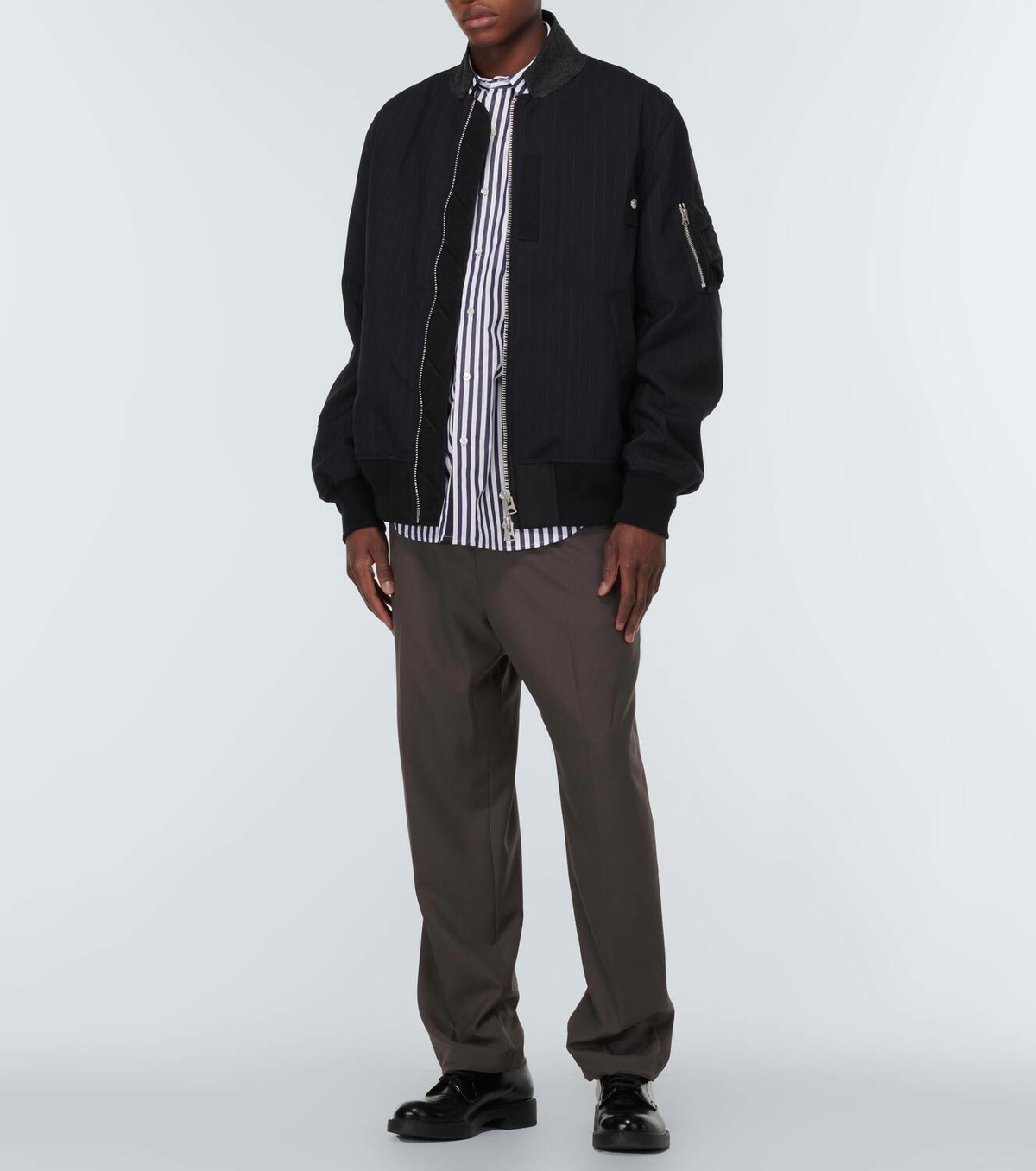 Sacai Striped cotton-blend poplin shirt Sacai
