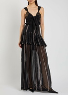 Liberowe Nina Printed Silk-chiffon Maxi Skirt Black