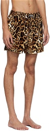 VETEMENTS Brown Leopard Swim Shorts