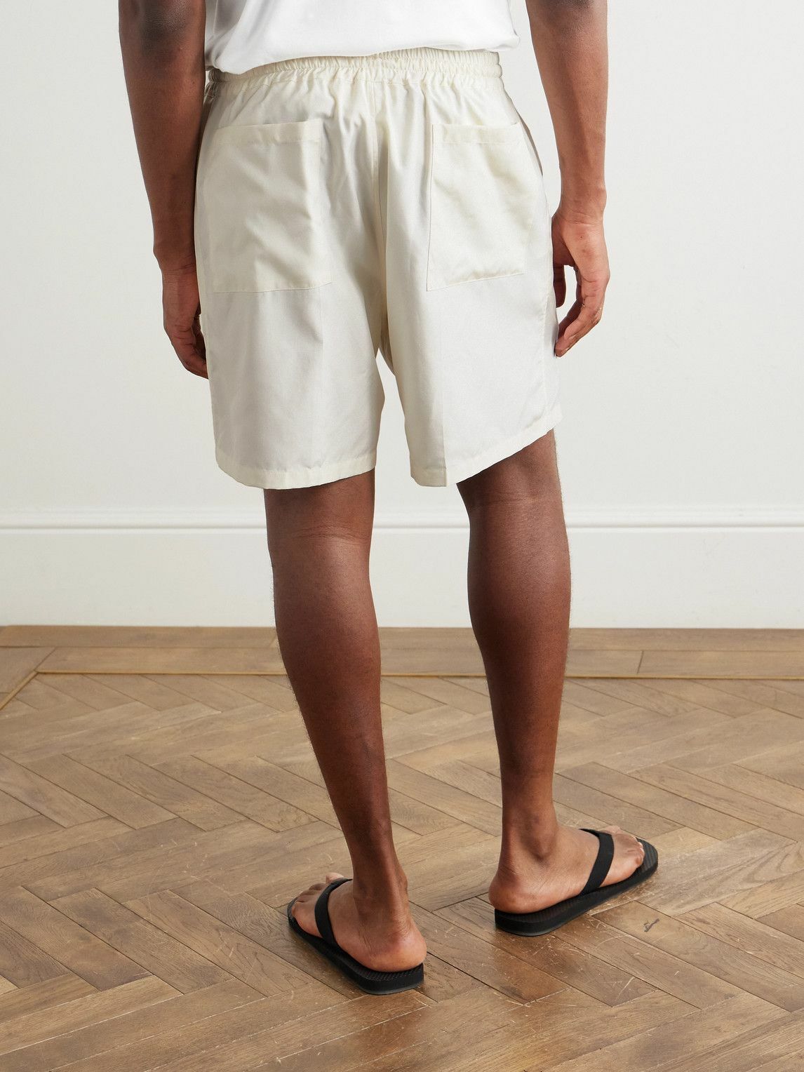 UMIT BENAN - Julian Straight-Leg Silk-Poplin Shorts - Neutrals