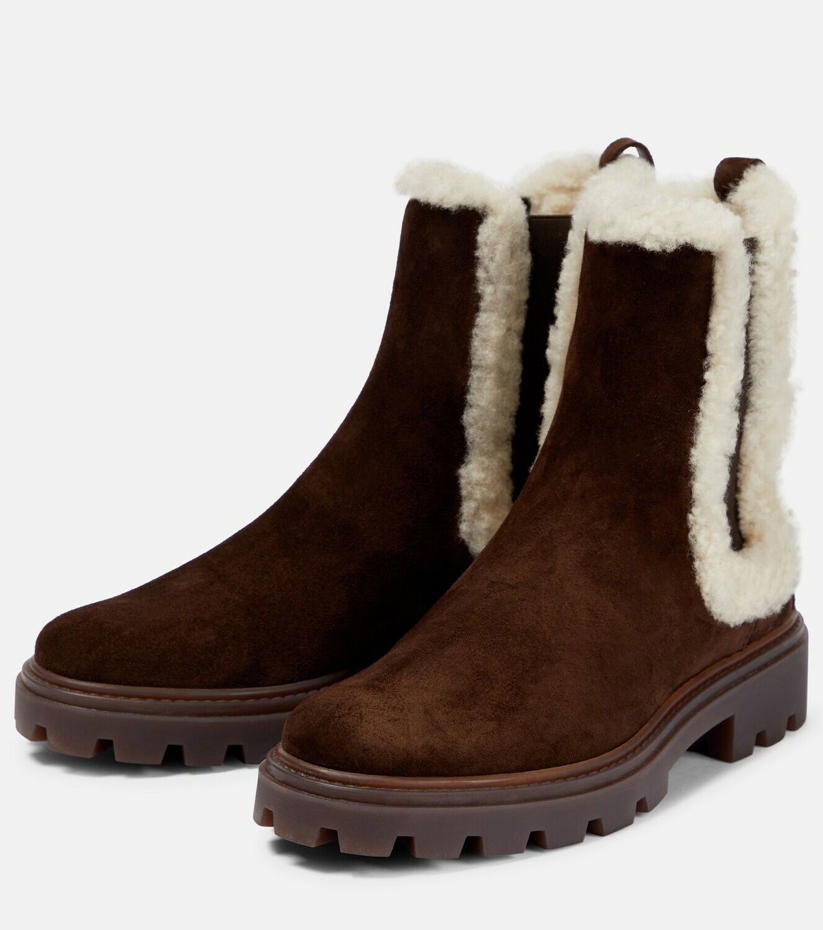 Tod's - Shearling-trimmed suede Chelsea boots