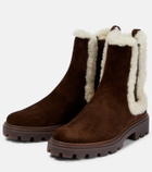 Tod's - Shearling-trimmed suede Chelsea boots