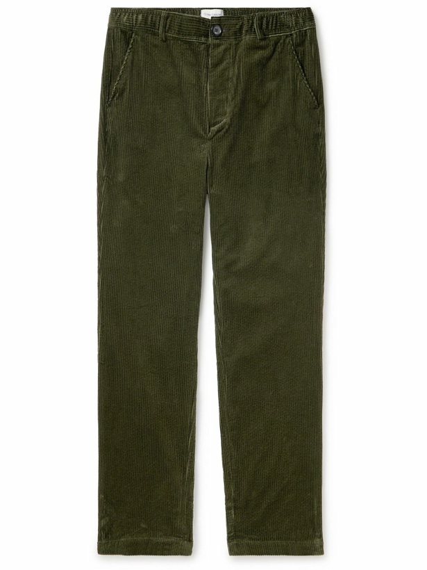 Photo: Oliver Spencer - Hudson Straight-Leg Cotton-Corduroy Drawstring Trousers - Green