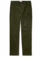 Oliver Spencer - Hudson Straight-Leg Cotton-Corduroy Drawstring Trousers - Green