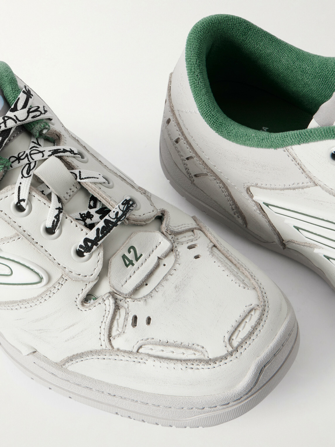 Balenciaga - Hamptons Logo-Appliquéd Distressed Leather Sneakers - White