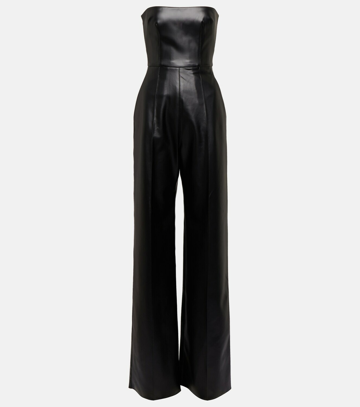 Alex Perry Strapless faux-leather jumpsuit Alex Perry