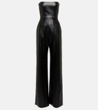 Alex Perry Strapless faux-leather jumpsuit