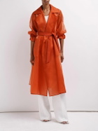 MAX MARA Rauche Belted Silk Organza Trench Coat