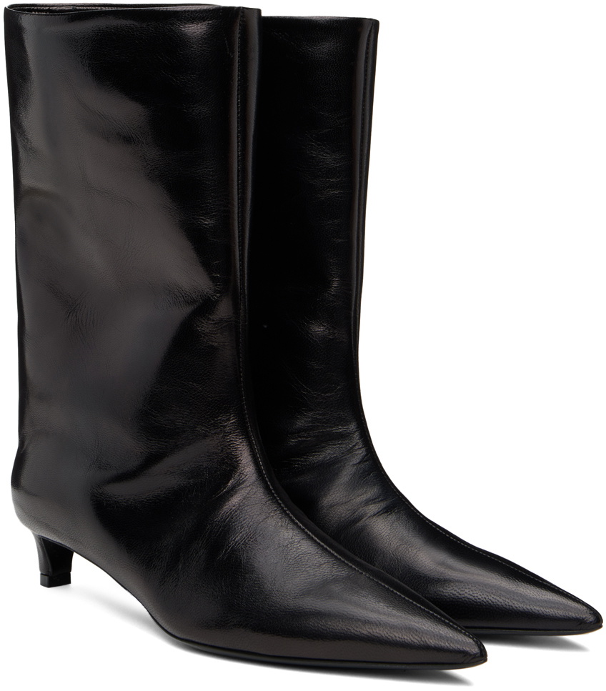 Jil Sander Black Leather Heeled Boots Jil Sander